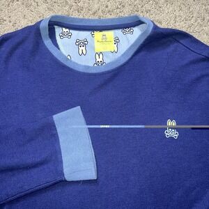 PSYCHO BUNNY by Robert Godley Men's Large Blue Cotton Modal Spandex Sweater